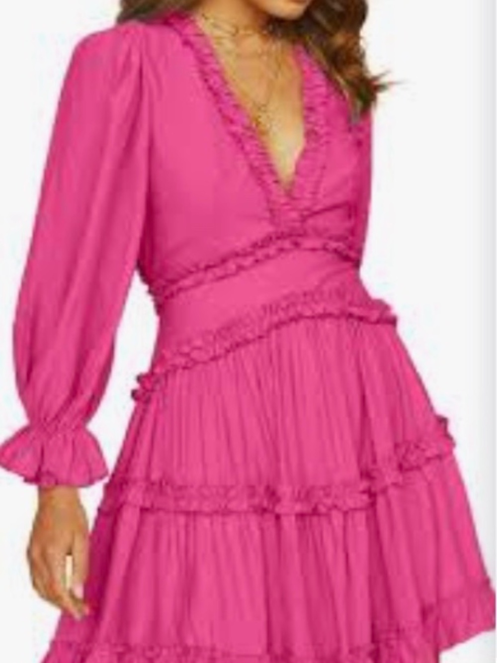 Lulus "Simply Darling" magenta long sleeve dress Size S